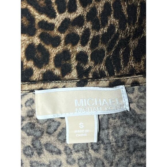 Michael Kors Long Sleeve Leopard Print Cold Shoulder Knit Top Size Small - Picture 5 of 6